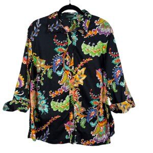 Lauren‎ Ralph Lauren Colorful Paisley Floral Shirt 3/4 Sleeve Size 2X Worn Once